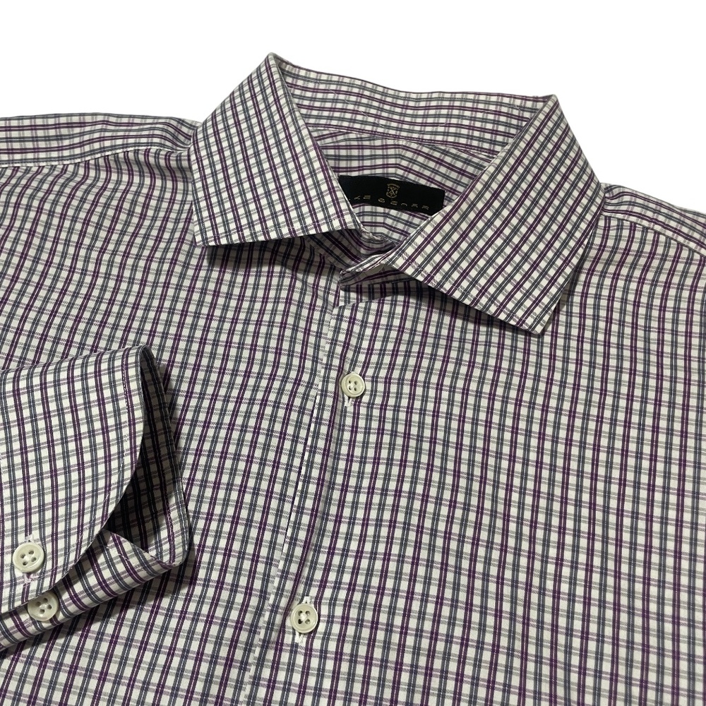 Ike Behar 17 1/2‎ Button up Check Pattern Pink Green White